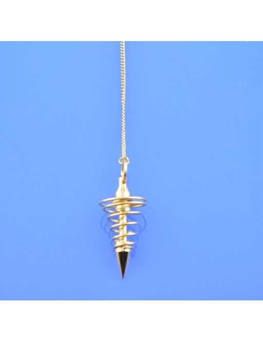 Pendule métal spiral doré avec chaîne dorée - Diamètre 1.6 cm Pendule métal spiral doré avec chaîne dorée - Diamètre 1.6 cm