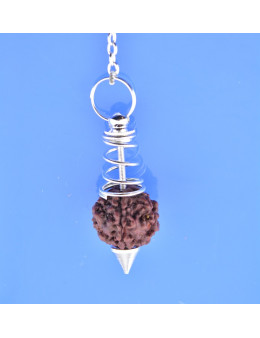 Pendule métal avec rudraksha et chaîne argentée