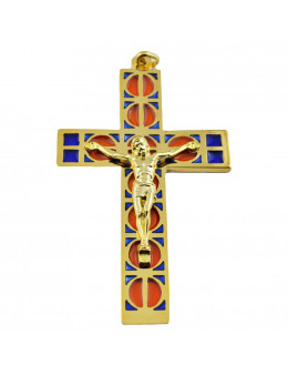 Croix métallique vitrail avec Christ
