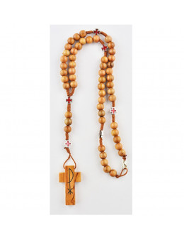 Chapelet en bois avec croix celtiques émaillées rouges