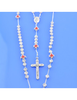 Chapelet métallique Sainte Rita avec croix celtiques émaillées rouges