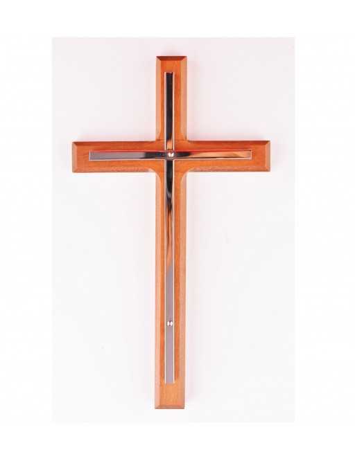 Croix en bois avec croix cuivre sans Christ 