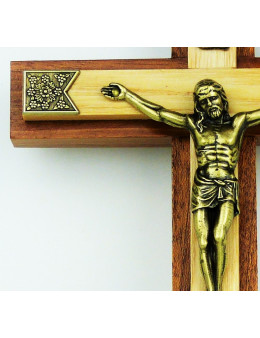 Crucifix avec double bois et métal 20 cm
