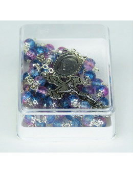 Chapelet verre/culots.rose/aqua