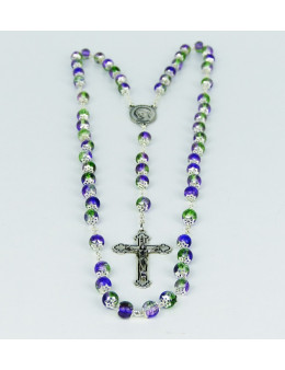 Chapelet verre/culots.vert/amethyste