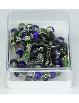 Chapelet verre/culots.vert/amethyste