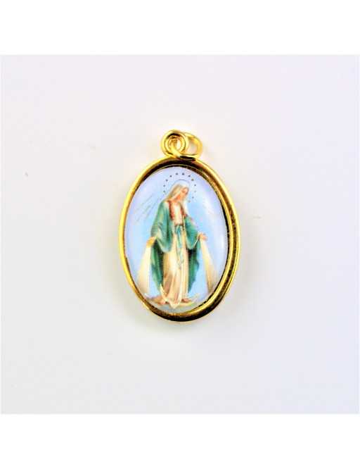 Médaille ovale Vierge miraculeuse en couleur