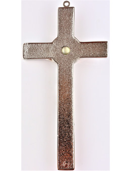 Crucifix Saint Benoit métal et émail avec Sacré Coeur de Jésus