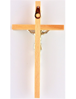 Crucifix bois et métal doré 13 cm