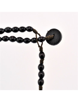 Chapelet dominicain corde et perles ovales en bois