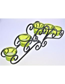 Photophore en verre sur pied métal