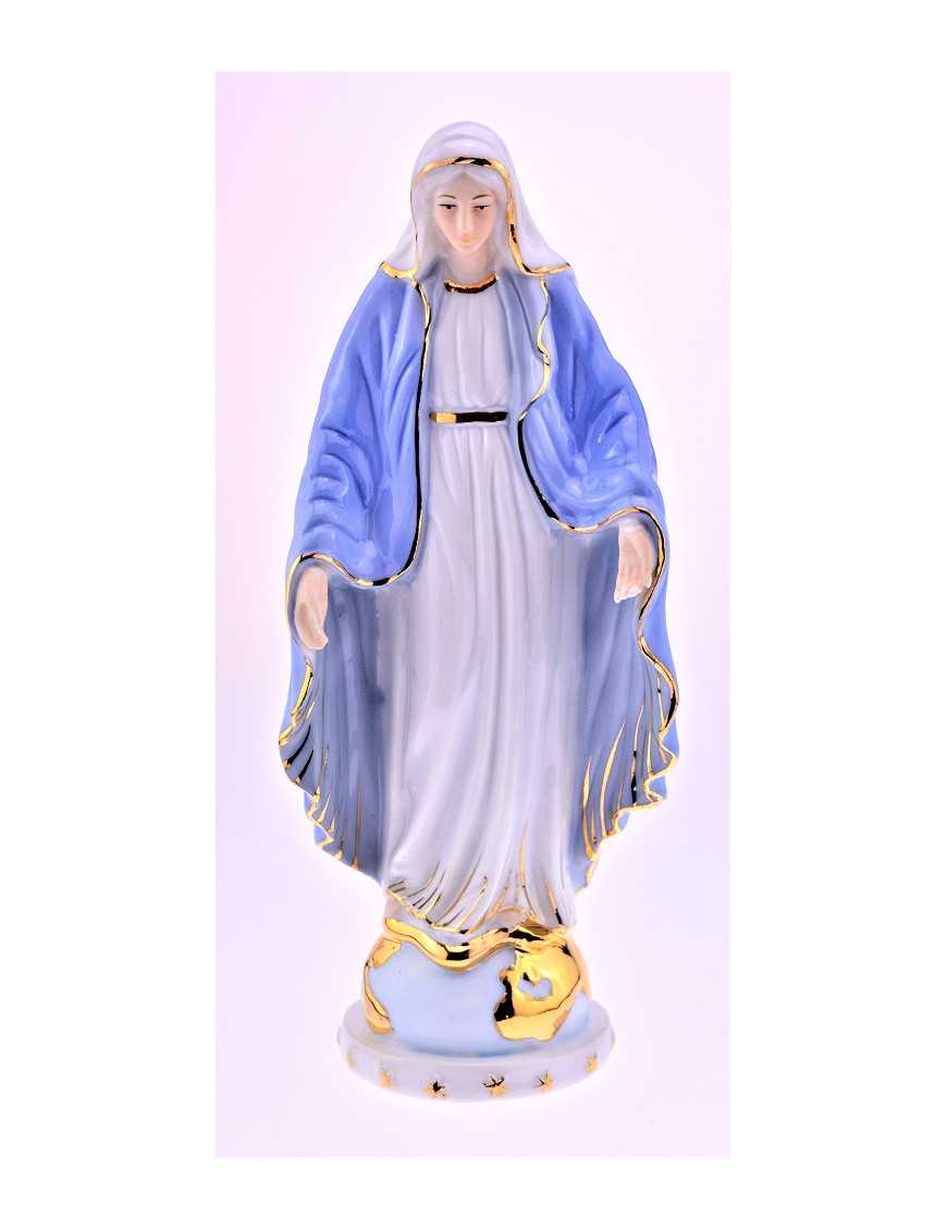 Statue Vierge miraculeuse avec globe céramique brillante 20 cm