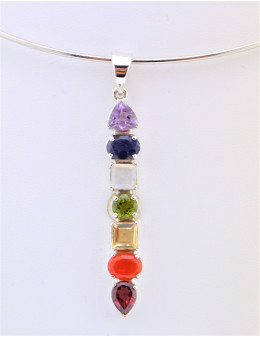 Pendentif argent 7 chakras