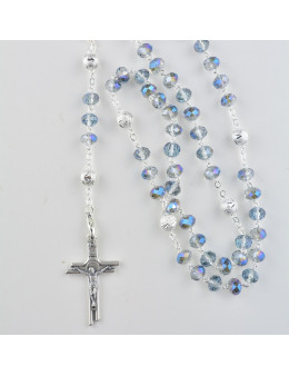 Chapelet avec chaîne argentée et perles colorées