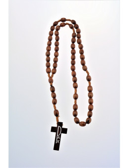 Chapelet dominicain corde et perles ovales de bois