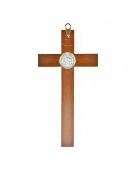 Crucifix / Croix bois acajou Saint Benoit