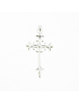 Pendentif croix chrétienne fleurs de lys argent 925