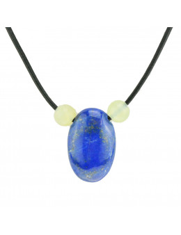 Collier corde et pierres, composition unique Lapis Lazuli et Jade